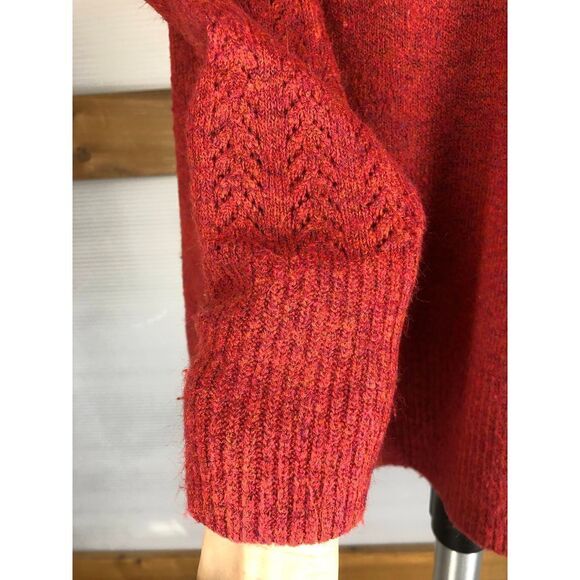 LOFT Soft Fuzzy Crimson Red Knit Crewneck Sweater Sz XS - Picture 5 of 6